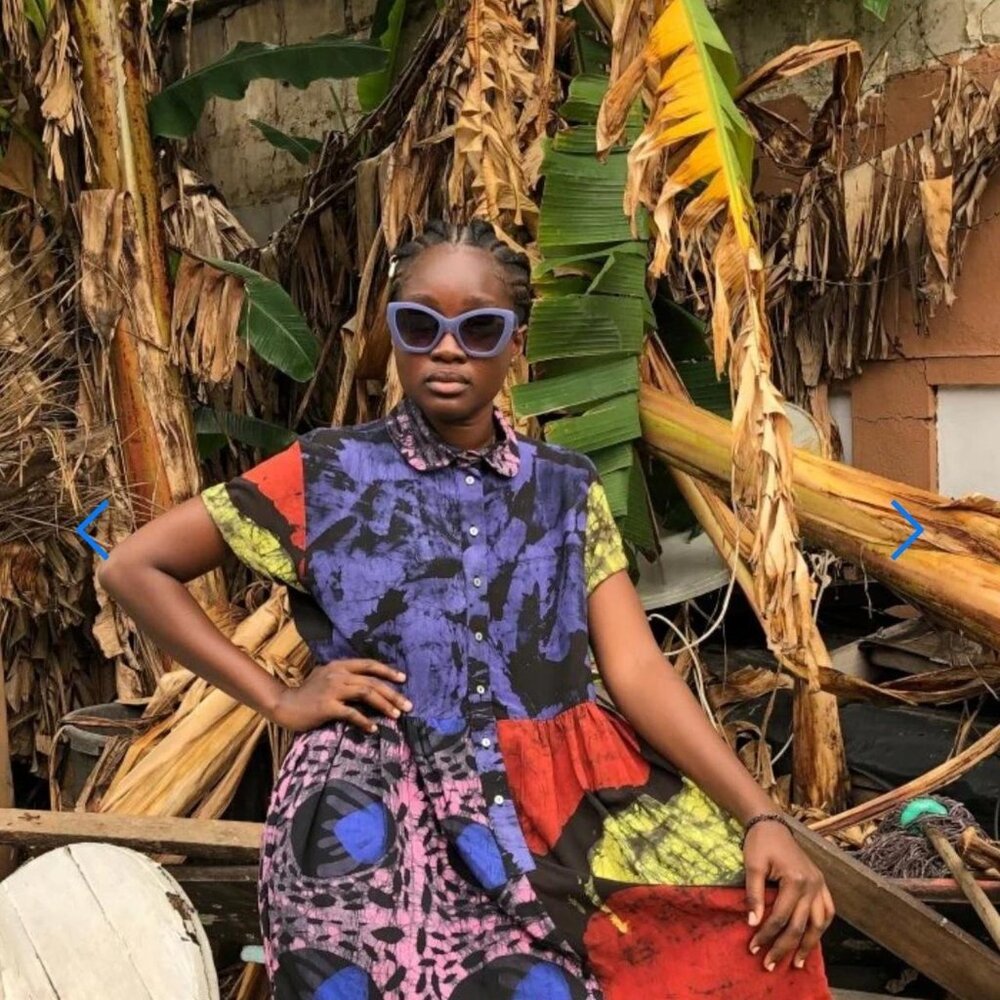 Osei-Duro long Helia dress in Rorschach